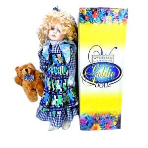 Wyndham Lane Porcelain Bisque Goldie Bear Doll with Certificate of COA 16" NIB